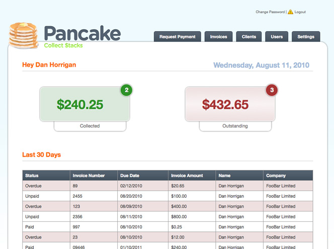 Pancake is a startup that helps you do invoicing